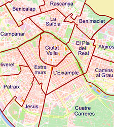 Map of Valencia Districts